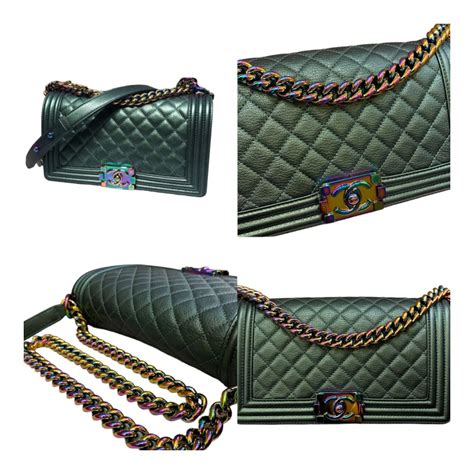 chanel old medium boy flap bag with rainbow hardware|chanel boy small quilted bag.